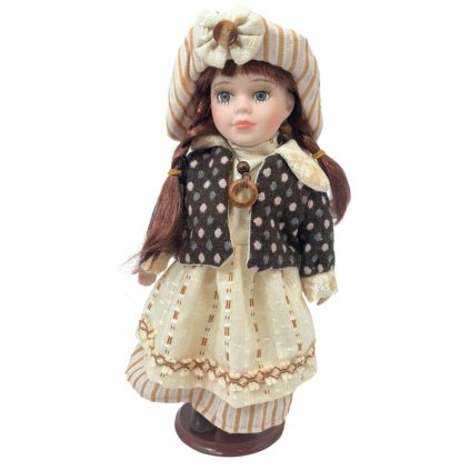 163286 porcelanova panenka 31 cm v bezovych satech