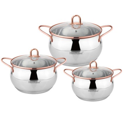 165881 sada nerezoveho nadobi 6dilna s medenymi uchyty