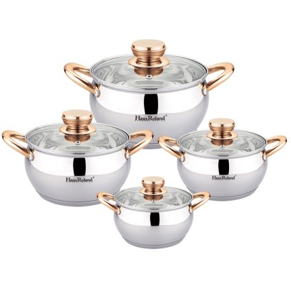 165893 sada nerezoveho nadobi 8dilna s medenymi uchyty