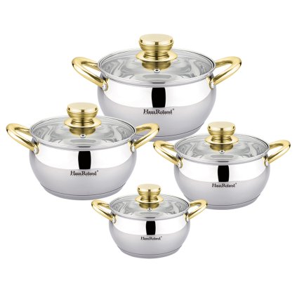 165890 sada nerezoveho nadobi 8dilna se zlatymi uchyty