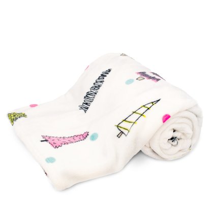 166232 1 mikroflanelova deka vesele stromky bila