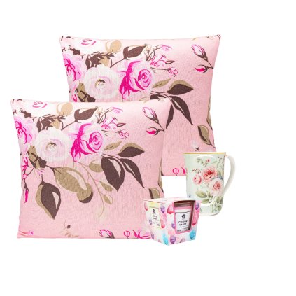167270 2 arome home darkovy set dotek ruze povlak na polstar hrnek ruze a svicka