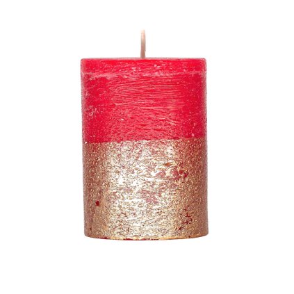 168566 2 rustikalni svicka metalicka cervena a zlata