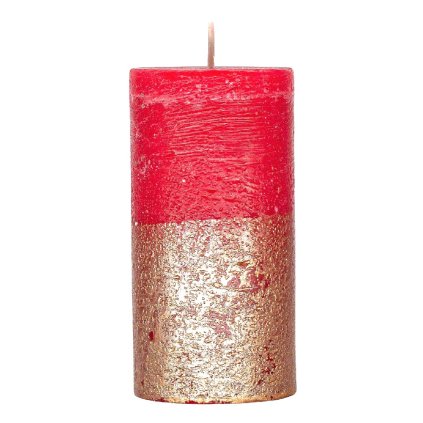 168584 rustikalni svicka metalicka cervena a zlata