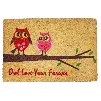 14894 home elements rohoz z kokosovych vlaken ruzove sovy na vetvi 40x60 cm