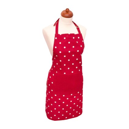 30629 kuchynska zastera cervena s bilymi puntiky