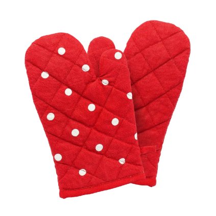 30659 2 kuchynska chnapka cervena s bilymi puntiky