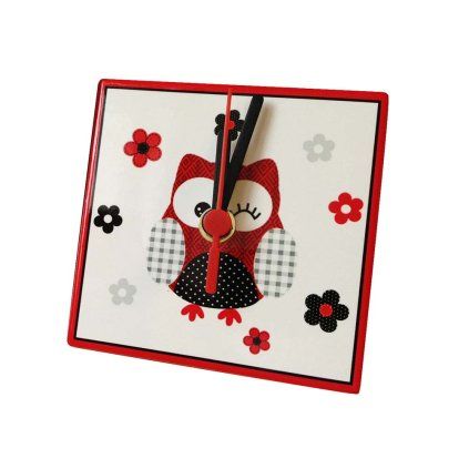 6631 2 hodiny ker 11 cm cervena sova