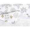 Vánoční prostírání běhoun bavlněný, bílý Vločky (Rozměry 35 x 140 cm)