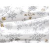Vánoční prostírání běhoun bavlněný, bílý Vločky (Rozměry 35 x 140 cm)