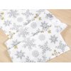 Vánoční prostírání běhoun bavlněný, bílý Vločky (Rozměry 35 x 140 cm)
