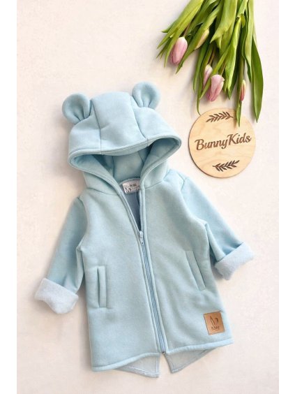 Mikino kabátek s medvědími oušky Babyblue - Bunny kids