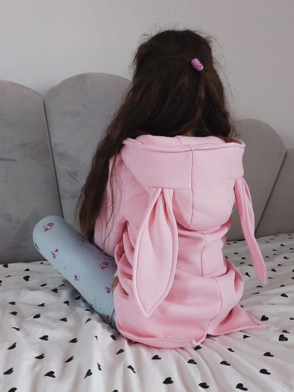 Mikino kabátek s králíčími oušky Světle růžový - Bunny kids