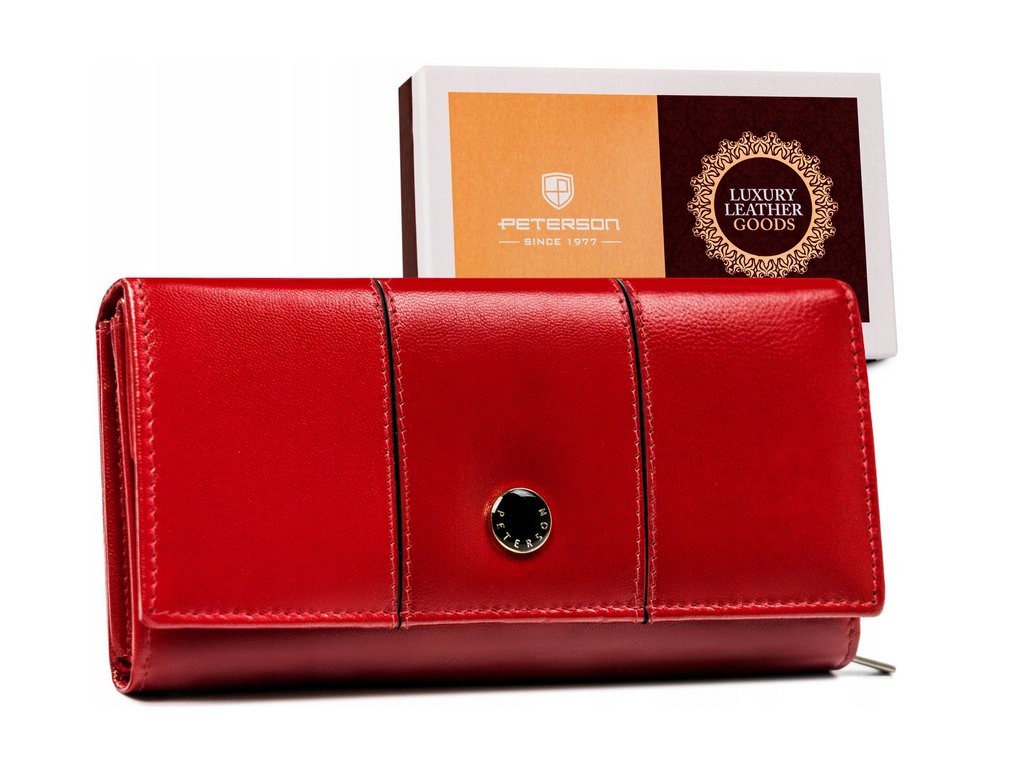 Středně velká dámská kožená peněženka červená Peterson 3690 RRR ModexaStyl (1)