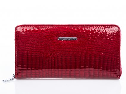 Velká dámská kožená peněženka na zip 5247-2 - červená