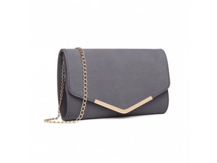 Elegantní večerní kožená kabelka psaníčko Miss Lulu LH1756 šedá ModexaStyl (3)