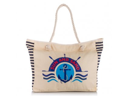 Velká plážová taška na zip plátěná Jenifer Jones 2205 béžová (1)