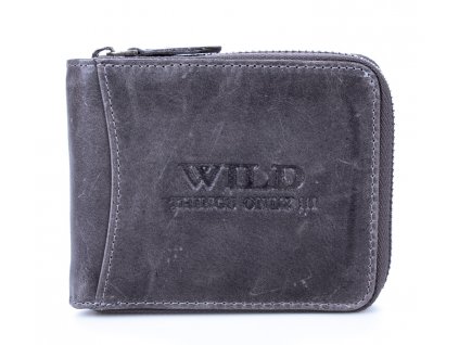 Pánská kožená peněženka na zip Wild 5267 šedá ModexaStyl (2)