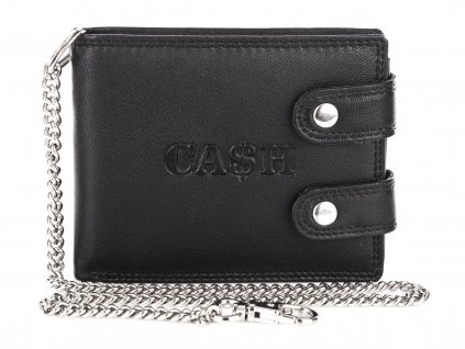 Pánská kožená peněženka s řetízkem černá Cash 5609 ModexaStyl (11)