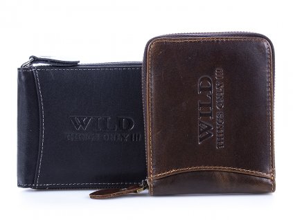Pánská kožená peněženka na zip Wild černá a hnědá W5532 ModexaStyl (14)