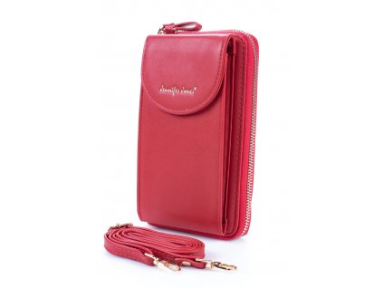 Mini kabelka na telefon a peněženka s popruhem na krk červená Jennifer Jones 1125 RD ModexaStyl (2)