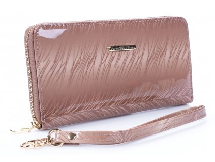 Velká dámská kožená peněženka na zip s poutkem na karabinu Jennifer Jones béžová 5295 11 BG ModexaStyl (3)
