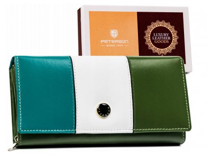 Středně velká dámská kožená peněženka zelená multicolor Peterson 3690 RRR ModexaStyl (1)