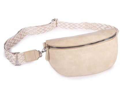 Dámská crossbody ledvinka s širokým popruhem béžová Jennifer Jones 3150 ModexaStyl (3)