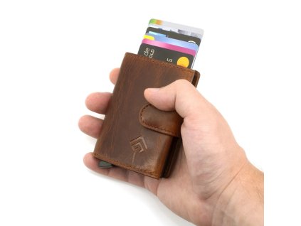 Pouzdro na karty a doklady vysouvací automat hnědé Jorey EV 101 CA ModexaStyl (4)