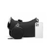Malá kabelka přes rameno nylonová s odnímatelným pouzdrem černá Miss Lulu LG1961 ModexaStyl (10)