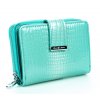 Malá dámská kožená peněženka na zip Jennifer Jones 5198 2 tyrkysová ModexaStyl (3)