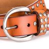 Dámský kožený opasek s cvoky AB939 - oranžový 2