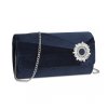 Večerní sametové kabelka psaníčko s odnímatelným řetízkem Miss Lulu modrá CLM2457 ModexaStyl (2)