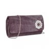 Večerní sametové kabelka psaníčko s odnímatelným řetízkem Miss Lulu fialová CLM2457 ModexaStyl (3)