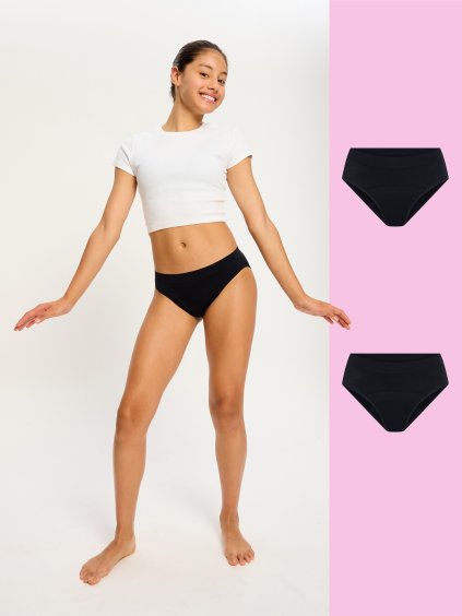SLBIMHBLAT Teen Soft Stretch Seamless Hipster Bikini 2 Pack Moderate Black 112 Jacqueline 10 12
