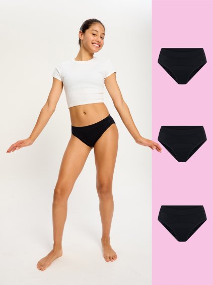 SLBIMHBLAT Teen Soft Stretch Seamless Hipster Bikini 3 Pack Moderate Black 112 Jacqueline 10 12