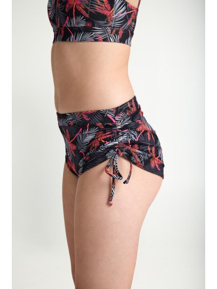 Stroje kąpielowe menstruacyjne modibodi TEEN Swimwear Tie Side Short M H Jungle Palm Black 4