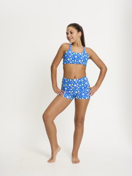 Smileyworld x Modibodi Teen Swimwear Hi Waist Short High Absorbency Boho Botanical Blue 1