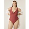 Menštruačné plavky jednodielne V Neck One Piece Sahara Red