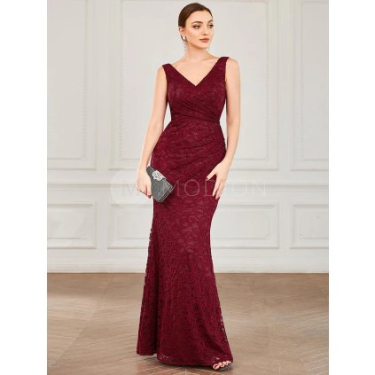 Společenské šaty červené dlouhé krajkové – Ever Pretty EE0259ABD42