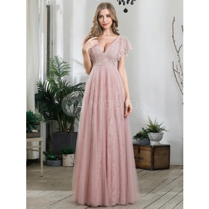 Růžové společenské šaty dlouhé Ever Pretty EP00857PK | Modion.cz