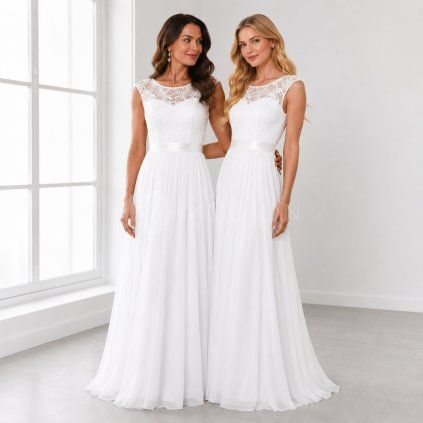 Bílé svatební šaty s krajkou MOD00646WH značka Ever Pretty