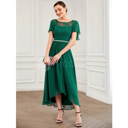 Zelené asymetrické šaty s krátkým rukávem EP00465DG - Modion.czZelené šaty na svatbu EP00465DG - Modion.cz