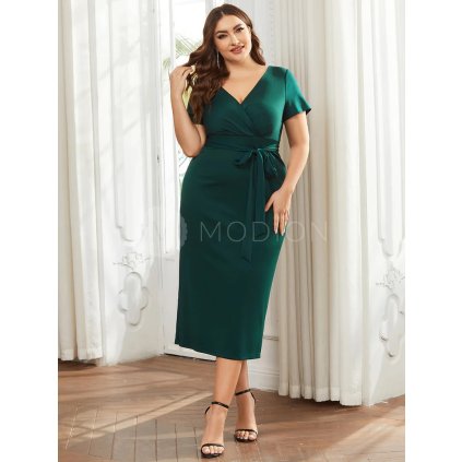 PLUS SIZE koktejlové šaty s páskem Ever Pretty EB01783DG - PLUS SIZE Společenské šaty, PLUS SIZE plesové šaty a PLUS SIZE svatební šaty - Modion.cz