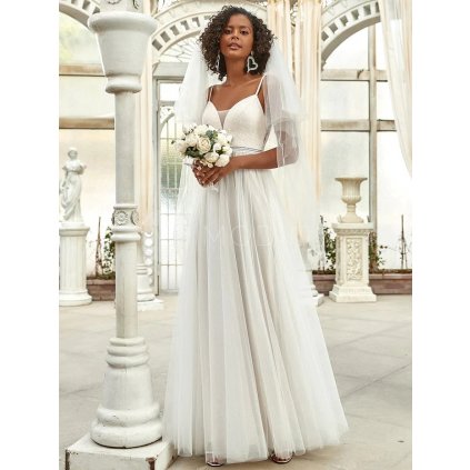 Svatební společenské šaty Champange – Vionnet (přední pohled)