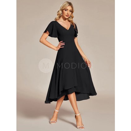 Černé asymetrické šaty EG01756BK - Společenské šaty, plesové šaty a svatební šaty - Modion.cz