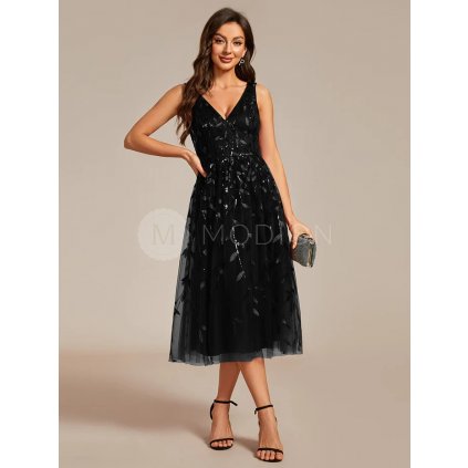 Elegantní midi šaty Ever Pretty EG02106BK - Společenské šaty, plesové šaty a svatební šaty - Modion.cz