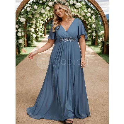 PLUS SIZE Dlouhé společenské šaty modré Ever Pretty EE01960DN - PLUS SIZE Společenské šaty, PLUS SIZE plesové šaty a PLUS SIZE svatební šaty - Modion.cz