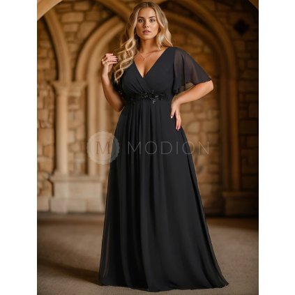 PLUS SIZE Dlouhé společenské šaty černé Ever Pretty EE01960BK - PLUS SIZE Společenské šaty, PLUS SIZE plesové šaty a PLUS SIZE svatební šaty - Modion.cz