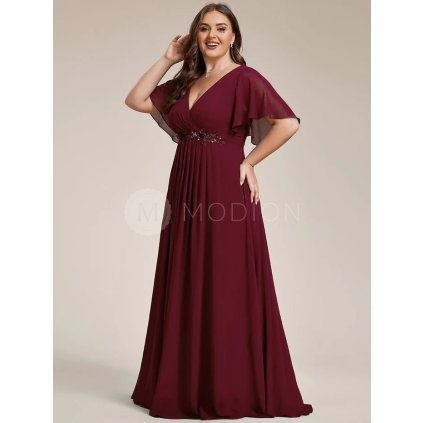 PLUS SIZE Dlouhé společenské šaty červené Ever Pretty EE01960BD - PLUS SIZE Společenské šaty, PLUS SIZE plesové šaty a PLUS SIZE svatební šaty - Modion.cz